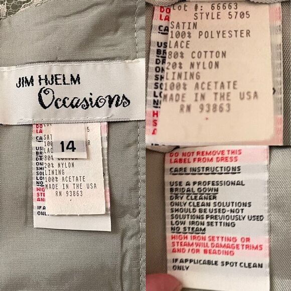 Jim Hjelm Occasions Strapless Lace Dress | Vintage Sage Green - Picture 6 of 14